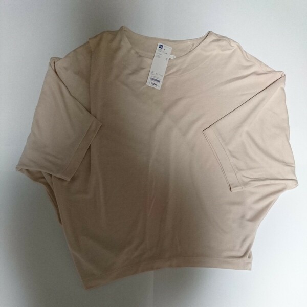 未使用極美品 ジーユー アシンメトリープルオーバー(7分袖) ベージュ サイズS レディース タグ付き GU Tシャツ