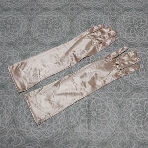  gloves * semi long glove * approximately 36cm* beige * lustre * wedding * formal /1058