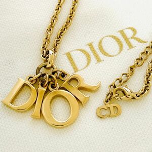 美品☆Christian Dior クリスチャンディオール ネックレス ペンダント GP ゴールド アクセサリー ブランド ロゴ