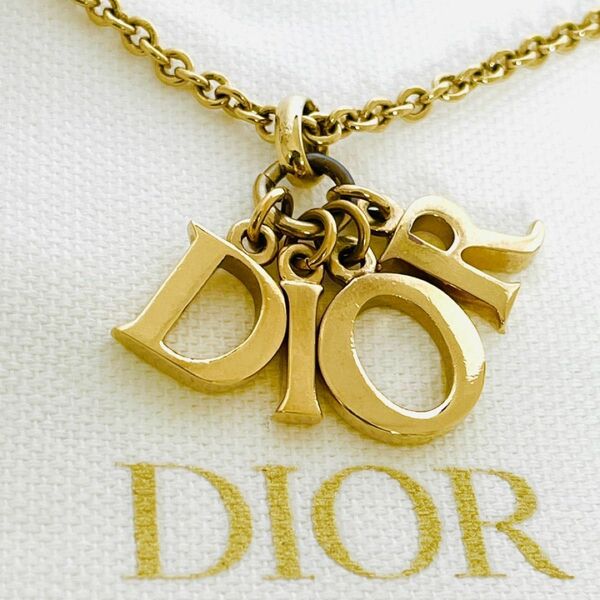 美品☆Christian Dior クリスチャンディオール ペンダント ネックレス GP ゴールド アクセサリー ブランド ロゴ