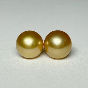 [ lustre eminent! large grain 11.7mm ]K18 natural Gold pearl .. gloss eminent direct connection earrings south . White Butterfly pearl 4.4 gram pearl jewelry jewelry 
