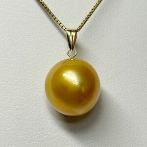 [ lustre eminent! large grain 11.7mm ]K18 natural south . pearl .. gloss eminent pendant top south . White Butterfly pearl 2.5g natural Gold pearl Pearljewelry