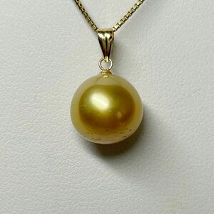 [ lustre eminent! large grain 10.7mm ]K18 natural south . pearl .. gloss eminent pendant top south . White Butterfly pearl 1.9g natural Gold pearl Pearljewelry