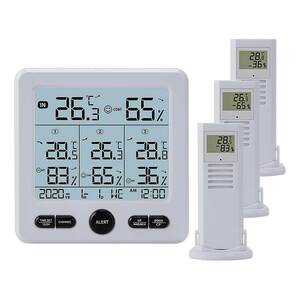 Timloon デジタル温度湿度計 外気温度計 ワイヤレス 温湿度計 室外 室内 3つセンサー 高精度 LCD大画面 バックライト
