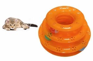 キャット 回転タワー 猫用品 ボールタワー 猫 おもちゃ ボール オレンジ