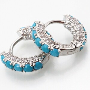  turquoise diamond sil(ver) bar earrings 6mm