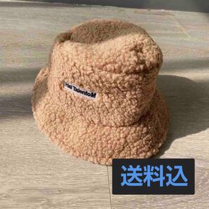バケットハット ボア モコモコ 秋 冬 キャメル帽子 男女兼用 ふわふわ