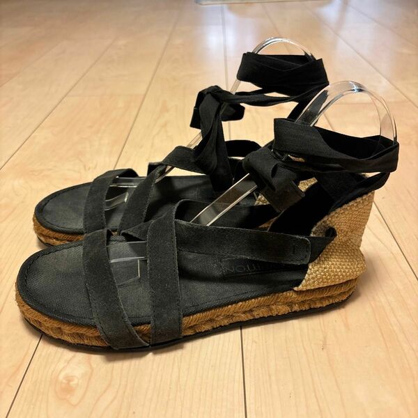 ルイヴィトン　アンクルストラップエスパドリーユサンダル　シューズ　靴　 サンダル ブラック SANDAL ストラップサンダル 黒