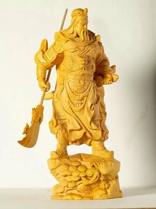 三国志 関羽像 関帝像 関公像 立像 柘植の木 木彫り 置物 中国伝統美術品 木製彫刻 仏像 神像 武財神 三国演義
