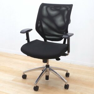 PLUS プラス Performa KD-M93MEL 肘付きオフィスチェア ブラック 事務椅子 パソコンチェア メッシュ 布張り 在宅 EG13853 中古オフィス家具