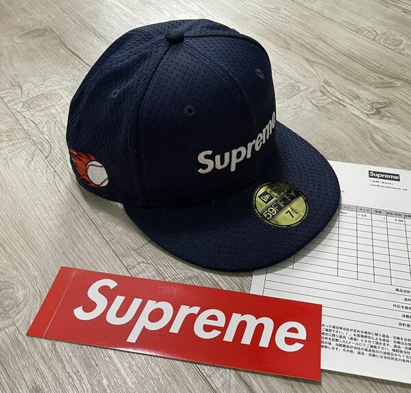 7 5/8 Supreme New Era 18SS Mesh Box Logo 美品 紺 ネイビー シュプリーム ニューエラ キャップ メッシュ ボックスロゴ 60.6cm