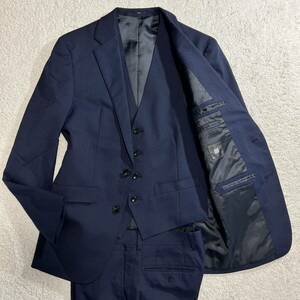 極美品Sサイズ スーツセレクト スリーピース 紺 ネイビー スーツ 3ピース ビジネス