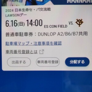 6 month 16 day ( Sunday ) Japan ham Fighter z normal car parking ticket es navy blue field DUNLOP PARKING A2/B6/B7 common use 