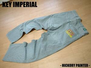 KEY IMPERIAL Vintage reissue Hickory painter's pants beautiful goods XL regular key imperial KE4001 stripe carpe nta- jeans 
