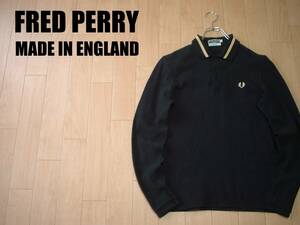  genuine England made FRED PERRY. line polo-shirt with long sleeves U.K. black black 36in long sleeve regular M9320 Fred Perry MADE IN ENGLAND Britain made REISSUES