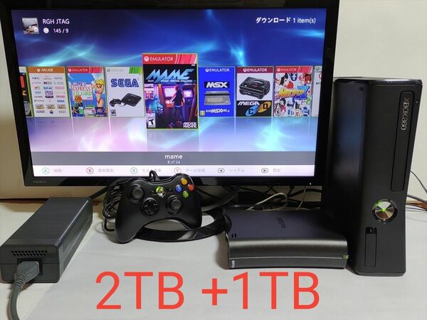 Xbox360 S RGH 2TB+1TB 付属品付 動作OK 日本語化 (Trinity) [N916]