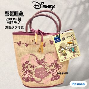 【新品タグ付/当時物】Disney × SBGA 2003年製 アジアンハート 麻バッグ ハンドバッグ