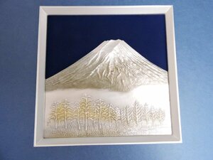  silver 999 original silver made TAKEHIKO relief art ornament Mt Fuji silver handicraft frame approximately 38×41.
