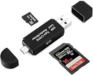 YFFSFDC【Type-C/Micro usb/USB 3in1 USB2.0 】 SDメモリカードリーダー USBマルチカード