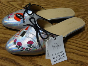 * с биркой E hyphen world gallery вышивка metal серебряный балет туфли-лодочки каблук сандалии .... обувь 23.0cm M размер 36 серебряный 