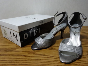 * INDIVI 1.6 ten thousand jpy. regular price goods with special circumstances Indivi world pumps heel sandals mules shoes silver satin dress also 23.5cm 36.5