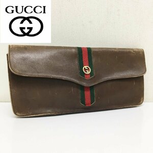 GUCCI/クラッチバッグ/シェリーライン/レザー/オールドグッチ/革製/GG金具/ヴィンテージ/レディース/SD14