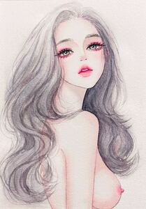 رسم توضيحي مرسومة باليد, ألوان مائية, اللوحة الأصلية, فتاة ذات شعر طويل, تلوين, ألوان مائية, صور