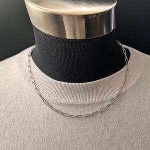 50cm シルバー オーバルチェーンネックレス メンズ ステンレス アクセサリー