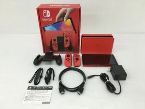 K18-081-0606-049【中古/美品】Nintendo Switch(ニンテンドースイッチ) 有機ELモデル 特別デザイン マリオレッド ※動作確認済み