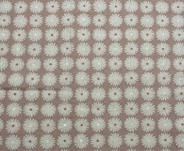 花柄　デイジー　マーガレット　くすみピンク　綿麻キャンバス生地　布　ハギレ　50cm