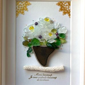 シーグラスアート 花