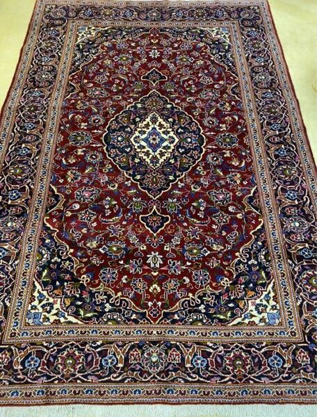 ペルシャ絨毯　カシャン産　手織リ　本物保証　最高級　ウール100% 309×206cm 高品質な作品 本場イラン　天然草木染め 