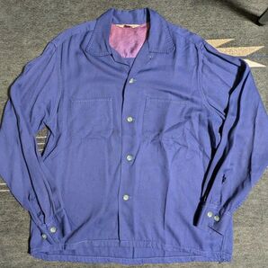 50's Terrace Clubレーヨンギャバジン 長袖シャツ オープンカラーシャツ 15 1/2