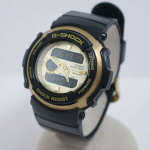 定形外送料無料 USED品・電池交換済み CASIO カシオ G-SHOCK G-300G-9AJF デジアナ クォーツ 腕時計 ブラック×ゴールド系 本体のみ