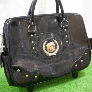 USED品・保管品 ASHLEY M アシュリーエム Cadillac キャデラック 2wayバッグ キャリーバッグ ブラック シルバー金具 本体のみ 現状品