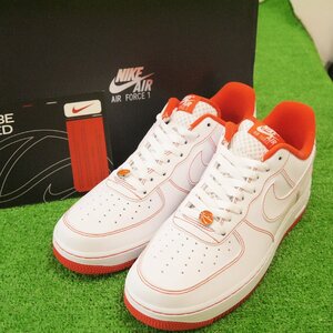 ★美品 USED品 NIKE ナイキ CT2585-100 AIR FORCE 1 '07 LV8 EMB エアフォース1 スニーカー 靴 28.5cm ホワイト×オレンジ系 外箱付き