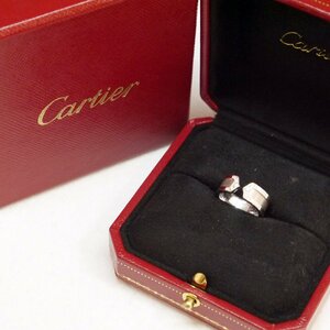 送料無料 USED品・保管品 Cartier カルティエ C2リング ダイヤモンド 750刻 K18WG #47 約7.0g 7号 指輪 ケース/外箱付
