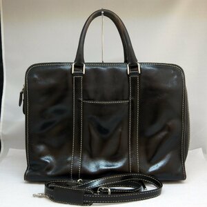 USED品・保管品 DEUX MONCX デュモンクス レザー ビジネスバッグ ブリーフケース ブラック 2way ショルダーバッグ