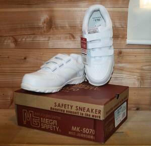  бесплатная доставка / новый товар * липучка безопасная обувь JIS S класс соответствует сталь производства . сердцевина kita MK-5070 (kita)wh