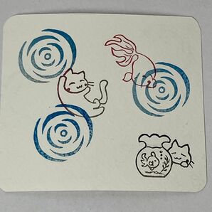 夏 ねこ 金魚 お昼寝 水中遊泳 4個セット 消しゴムはんこ