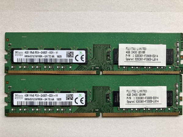 【送料無料】♪PCメモリ SKhynix 1R×8 DDR4 PC4-2400T 4GB×2枚 計8GB！②