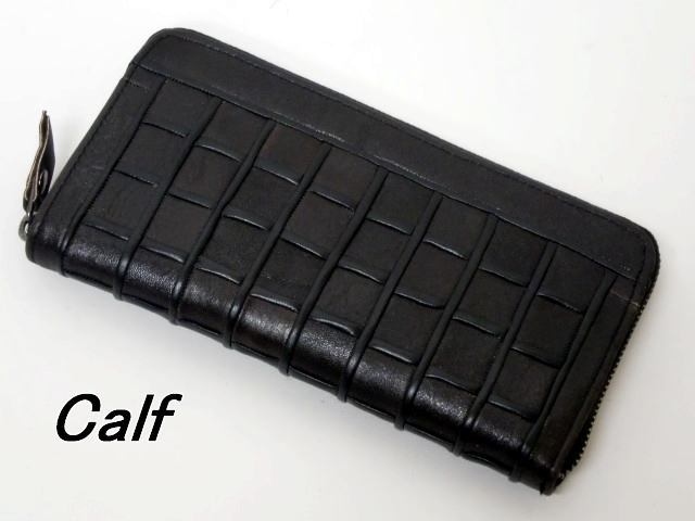 限定一点品　送料無料　２６０－１カーフ牛革のデザインワーク長財布ラウンドファスナ