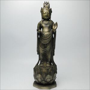 仏教美術 銅製 白銅 観音菩薩立像 飛鳥仏 国宝写 仏像
