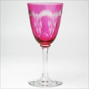 オールドバカラ 1910年代 MOLIERE 金赤 桃色被せガラス ワイングラス