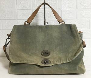 no24206 ZANELLATO The nela-to Italy made 30145796 original leather canvas canvas 2way shoulder messenger bag 