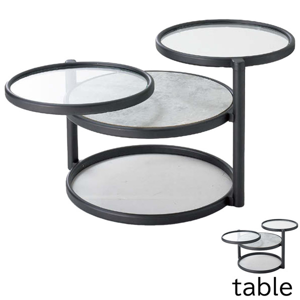 回転式テーブル　サイドテーブル　大理石風　マーブル　ガラステーブル　おしゃれ　サーカステーブル　大理石調 センターテーブル　ソファ