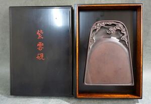 1 jpy ~ [ paper tool ] shiun .. carving Zaimei lacquer paint tree box attaching antique fine art China 