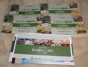 三井松島ホールディングス 株主優待 レストラン優待券　3000円＊4枚＝12000円分　2024年７月１日～2025年６月３０日迄