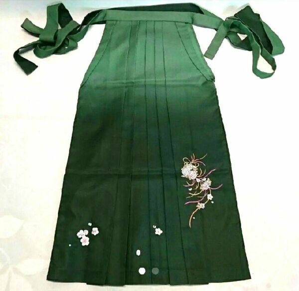 袴　長身　グリーン　緑　グラデーション　花刺繍　レディース