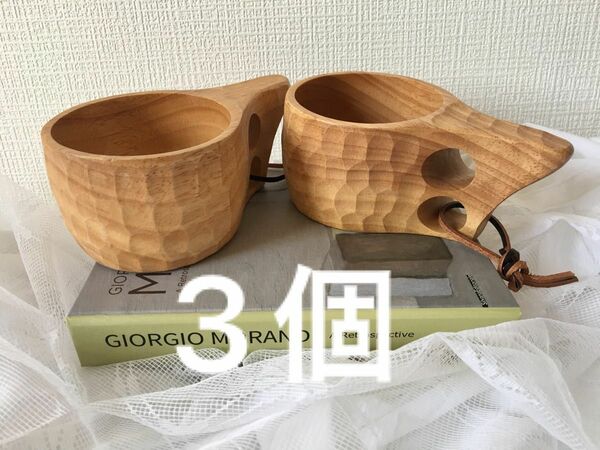 新入荷　手作り木製コップ 3個セット ククサ 北欧天然木カップ キャンプ